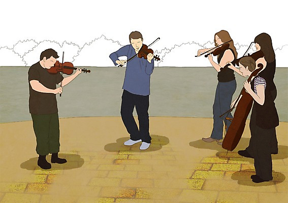 PSD 여자 남자 문화 예술 악기 연주 일러스트 문화예술 사람 여러명 20대 성인 30대 공연 악단 바이올린 그림 첼로 거리공연 바이올리니스트 첼리스트 성인만 국내일러스트 음악 다수 현악기 이벤트 청년 장년 연주자 파일형식 찰현악기