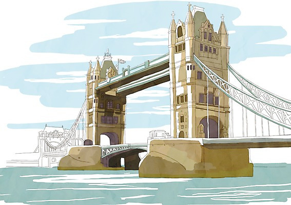 PSD 해외풍경 해외 건축물 여행 일러스트 영국 사람없음 건물 관광지 세계 도시 세계여행 구조물 타워브릿지 런던 런던브릿지 가교 국내일러스트 건축 유럽 풍경 다리_건축물 파일형식