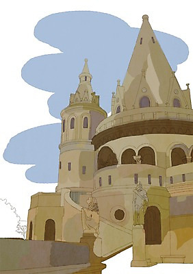 PSD 해외풍경 해외 건축물 여행 일러스트 사람없음 건물 관광지 세계 도시 세계여행 헝가리 부다페스트 어부의요새 국내일러스트 건축 풍경 동유럽 파일형식