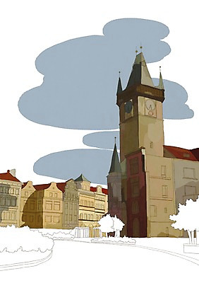 PSD 나무 해외풍경 해외 건축물 길 여행 일러스트 거리 사람없음 건물 관광지 세계 도시 세계여행 시계탑 체코 프라하 국내일러스트 식물 건축 유럽 풍경 탑 파일형식