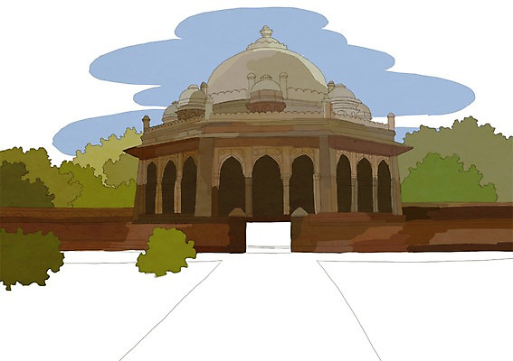PSD 해외풍경 해외 건축물 여행 일러스트 사람없음 건물 관광지 세계 문화재 무덤 묘 도시 세계여행 인도 후마윤의묘 국내일러스트 건축 아시아 풍경 인도_나라 파일형식