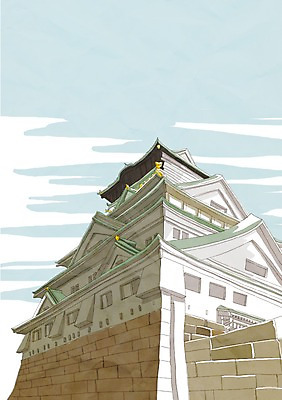 PSD 해외풍경 해외 건축물 여행 일러스트 하늘 사람없음 건물 관광지 세계 일본 도시 세계여행 성 오사카 오사카성 국내일러스트 건축 아시아 풍경 파일형식