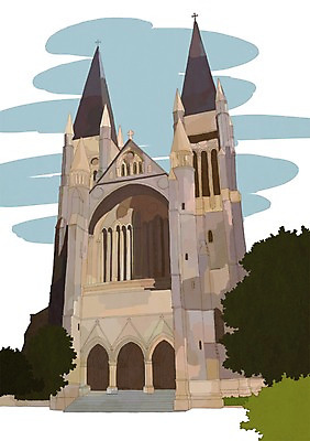 PSD 나무 해외풍경 해외 건축물 여행 일러스트 사람없음 건물 관광지 세계 도시 세계여행 호주 대성당 브리즈번 성요한대성당 국내일러스트 식물 건축 풍경 성당 오세아니아 파일형식