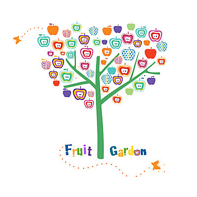 EPS 나무 열매 나비 백그라운드 무늬 패턴 과일 일러스트 단면 사람없음 컬러풀 사과 사과나무 국내일러스트 식물 컬러 곤충 파일형식 벡터