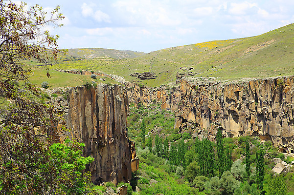 포토 JPG 주간 나무 식물 구름 해외풍경 해외 중동 자연 하늘 바위산 카파도키아 풍경 초원 사람없음 야외 골짜기 계곡 절벽 암석 돌_바위 바위 으흐랄라계곡 튀르키예 국내포토 자연요소 나라 아시아 돌산 생태계 파일형식