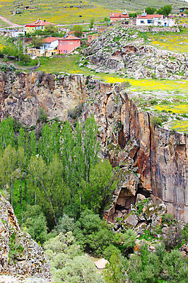 포토 JPG 주간 나무 식물 해외풍경 해외 중동 자연 주택 카파도키아 풍경 사람없음 야외 마을 골짜기 계곡 암석 돌_바위 바위 언덕 으흐랄라계곡 고산지대 튀르키예 국내포토 자연요소 나라 아시아 산 건물 생태계 파일형식