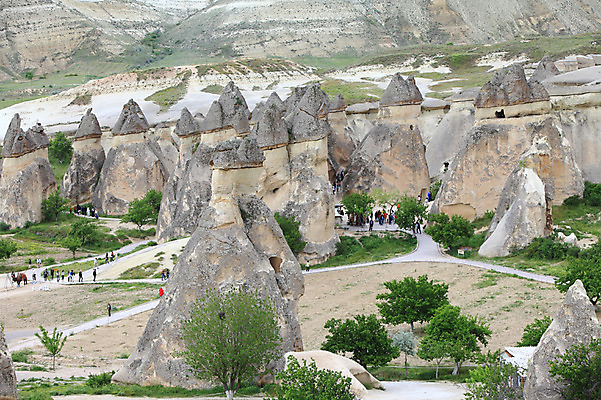 포토 JPG 주간 나무 식물 해외풍경 해외 여행 유적 중동 유적지 자연 바위산 산 카파도키아 사람 풍경 초원 여러명 야외 관광지 여행객 골짜기 암석 돌_바위 바위 기암괴석 버섯모양 버섯바위 파샤바 튀르키예 국내포토 자연요소 모양 전통 나라 아시아 다수 고건축 바위_돌 돌산 생태계 파일형식