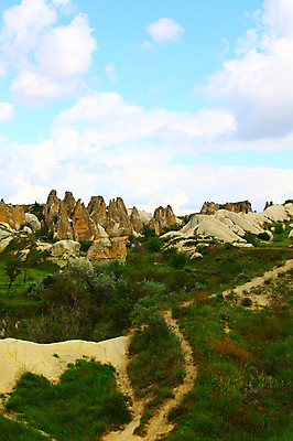 포토 JPG 주간 나무 식물 구름 해외풍경 해외 유적 중동 유적지 자연 하늘 바위산 산 카파도키아 국립공원 풍경 초원 사람없음 야외 골짜기 세계문화유산 암석 바위 기암괴석 고대도시 괴레메 튀르키예 국내포토 자연요소 전통 공원 나라 아시아 고건축 고대문명 문화재 돌 바위_돌 돌산 생태계 파일형식