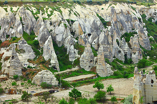 포토 JPG 주간 나무 식물 해외풍경 해외 유적 중동 유적지 자연 바위산 산 카파도키아 국립공원 풍경 초원 사람없음 야외 골짜기 세계문화유산 암석 바위 동굴 기암괴석 고대도시 괴레메 동굴집 바위동굴 튀르키예 국내포토 자연요소 전통 공원 나라 아시아 고건축 고대문명 문화재 돌 바위_돌 돌산 생태계 파일형식