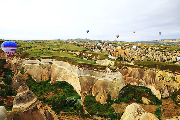 포토 JPG 주간 나무 식물 구름 해외풍경 해외 여행 중동 자연 하늘 레저 바위산 산 카파도키아 풍경 초원 사람없음 야외 레포츠 골짜기 암석 돌_바위 바위 열기구 비행 기암괴석 언덕 애드벌룬 풍선 튀르키예 국내포토 자연요소 나라 아시아 항공교통 바위_돌 돌산 생태계 파일형식