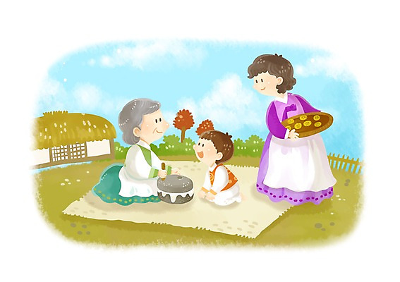 PSD 전통 여자 명절 행복 할머니 어린이 일러스트 엄마 손자 요리 사람 소년 성인 세명 30대 추석 전통의상 한복 전 돗자리 며느리 준비 70대 제사상 시어머니 맷돌 요리준비 국내일러스트 한국전통 기념일 노년 남자 감정 음식 가족 장년 손주 제사 파일형식 시부모님