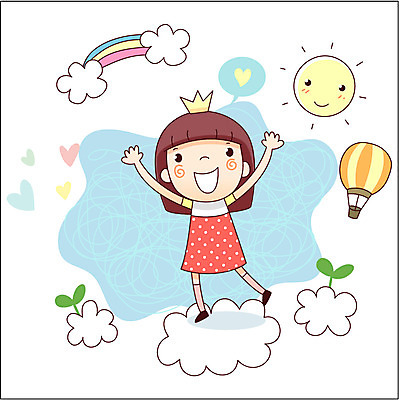 EPS 구름 여자 어린이 무지개 일러스트 상상 왕관 한명 미소 웃음 사람 소녀 10대 판타지 태양 꿈 열기구 소통 여자만 여자한명만 소녀만 국내일러스트 자연요소 1 컨셉 항공교통 청소년 표정 어린이만 파일형식 벡터