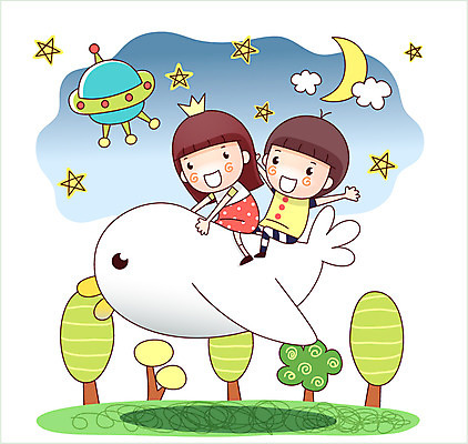 EPS 나무 여자 남자 별 어린이 일러스트 상상 조류 밤하늘 왕관 웃음 사람 소녀 소년 초원 두명 10대 판타지 꿈 달 흰색 비행 초승달 UFO 소통 십대만 국내일러스트 자연요소 식물 동물 컬러 컨셉 청소년 하늘 표정 미확인물체 야간 파일형식 벡터