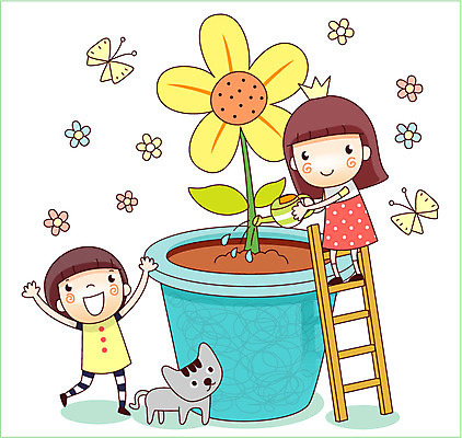 EPS 식물 동물 한마리 여자 남자 꽃 화분 어린이 나비 일러스트 상상 왕관 미소 웃음 사람 소녀 소년 두명 10대 반려동물 판타지 고양이 꿈 물뿌리개 물주기 소통 십대만 국내일러스트 1 곤충 컨셉 포유류 모션 청소년 표정 파일형식 벡터
