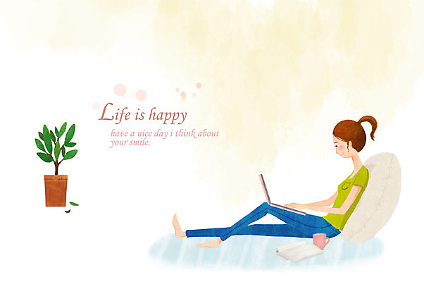 PSD 라이프스타일 여자 화분 쿠션 인터넷 일러스트 휴식 한명 미소 웃음 사람 앉기 성인 라이프 책 노트북 웹서핑 차 여자만 여자한명만 성인여자만 성인만 국내일러스트 1 음료 컨셉 모션 표정 생활 전자제품 파일형식
