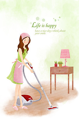 PSD 라이프스타일 여자 화분 일러스트 탁자 한명 사람 성인 라이프 앞치마 스탠드 청소 청소기 여자만 여자한명만 성인여자만 성인만 국내일러스트 1 가구 조명 생활 전자제품 청소도구 파일형식