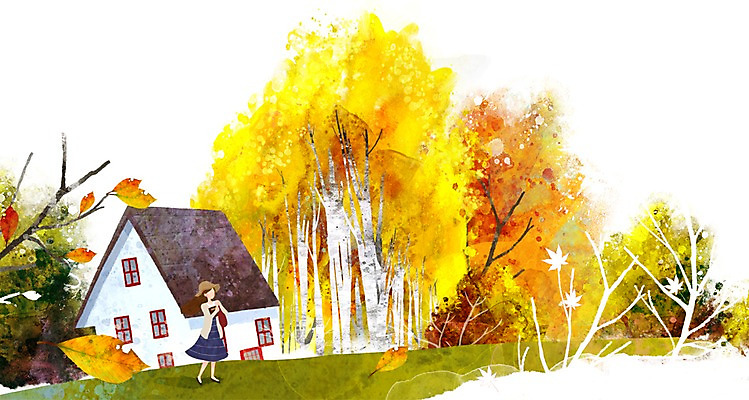 PSD 나무 계절 여자 백그라운드 단풍 낙엽 일러스트 단풍나무 주택 한명 사람 풍경 초원 성인 가을 나뭇가지 은행나무 여자만 여자한명만 성인여자만 성인만 가을배경 국내일러스트 식물 1 잎 건물 파일형식 가을_계절
