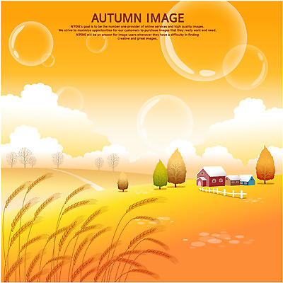 EPS 나무 구름 사계절 계절 백그라운드 일러스트 하늘 주택 풍경 초원 사람없음 울타리 노을 벼 가을 공기방울 가을배경 국내일러스트 자연요소 식물 곡류 건물 담장 파일형식 벡터 가을_계절