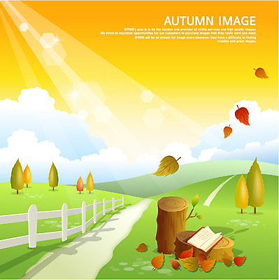 EPS 나무 사계절 계절 길 백그라운드 단풍 낙엽 일러스트 풍경 초원 사람없음 책 울타리 독서 가을 나뭇가지 언덕 나무밑둥 가을배경 국내일러스트 식물 잎 담장 파일형식 벡터 가을_계절