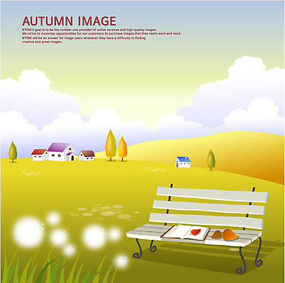 EPS 나무 구름 사계절 계절 백그라운드 벤치 일러스트 하늘 휴식 주택 풍경 초원 사람없음 책 독서 가을 가을배경 국내일러스트 자연요소 식물 컨셉 의자 건물 파일형식 벡터 가을_계절