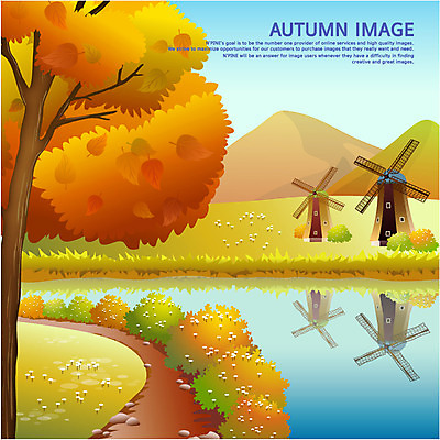 EPS 나무 사계절 계절 길 백그라운드 일러스트 단풍나무 산 그림자 풍경 사람없음 강 풍차 가을 가을배경 국내일러스트 식물 단풍 파일형식 벡터 가을_계절