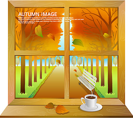 EPS 나무 사계절 계절 커피 백그라운드 단풍 낙엽 잎 벤치 일러스트 창문 단풍나무 티타임 풍경 사람없음 가을 차 커피잔 창가 가로수 가을배경 국내일러스트 식물 음료 의자 휴식 잔 파일형식 벡터 가을_계절