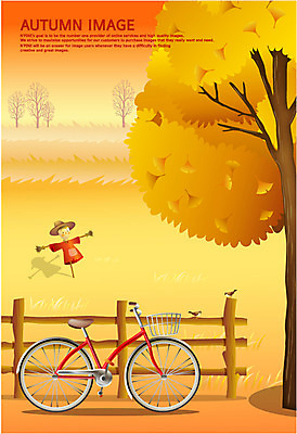 EPS 사계절 계절 백그라운드 일러스트 조류 단풍나무 그림자 풍경 초원 사람없음 울타리 자전거 벼 가을 허수아비 참새 은행나무 가을배경 국내일러스트 나무 동물 단풍 농업 곡류 담장 바이크 파일형식 벡터 가을_계절