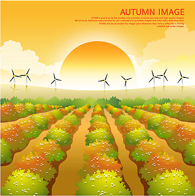 EPS 구름 사계절 계절 백그라운드 밭 일러스트 그림자 풍경 사람없음 태양 노을 가을 풍력에너지 가을배경 국내일러스트 자연요소 농업 그린에너지 파일형식 벡터 가을_계절