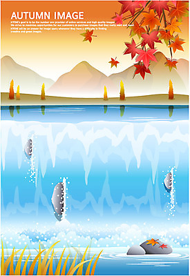 EPS 사계절 계절 백그라운드 단풍 일러스트 산 풍경 사람없음 강 가을 돌_바위 바위 급류 숲 가을배경 국내일러스트 잎 파일형식 벡터 가을_계절