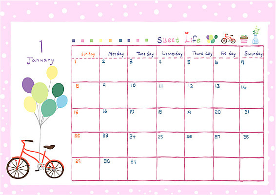 EPS 화분 백그라운드 일러스트 프레임 틀 사람없음 꽃병 자전거 달력 풍선 1월 국내일러스트 꽃 바이크 날짜 파일형식 벡터