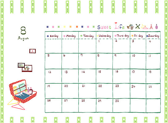 EPS 백그라운드 일러스트 프레임 틀 사람없음 여름 여행가방 달력 옷걸이 8월 기념사진 국내일러스트 계절 가방 날짜 파일형식 벡터