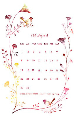 PSD 동물 꽃 줄기 백그라운드 두마리 일러스트 봄꽃 조류 프레임 틀 사람없음 달력 나뭇가지 풀잎 4월 국내일러스트 나무 식물 잎 2 봄 풀_식물 날짜 파일형식