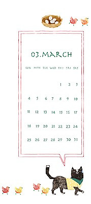 PSD 동물 한마리 백그라운드 일러스트 프레임 병아리 틀 사람없음 고양이 달력 둥지 3월 국내일러스트 1 포유류 조류 반려동물 날짜 파일형식