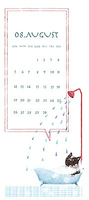 PSD 동물 한마리 백그라운드 일러스트 프레임 욕조 틀 사람없음 고양이 목욕 달력 샤워기 거품목욕 8월 국내일러스트 1 포유류 반려동물 청결 거품 날짜 파일형식