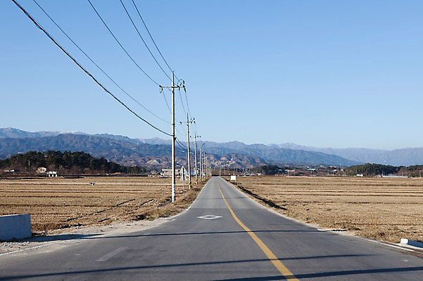 포토 JPG 주간 도로 길 밭 산 한국 논 풍경 사람없음 야외 농경지 원근감 차도 농촌 시골 아스팔트 전봇대 시골길 국내포토 자연요소 공공시설 아시아 뷰포인트 농업 교통시설 농장 파일형식