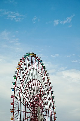 포토 JPG 주간 구름 해외풍경 해외 아시아 하늘 풍경 사람없음 야외 도시풍경 일본 놀이공원 동경 도쿄 놀이기구 순환 대관람차 오다이바 국내포토 자연요소 나라 모션 테마파크 도시 파일형식