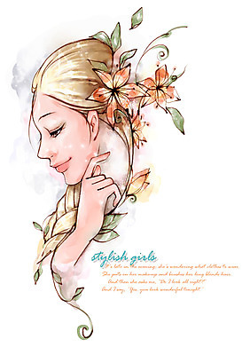 PSD 식물 우먼라이프 여자 패션 꽃 일러스트 한명 미소 사람 상반신 20대 성인 라이프 장식 뷰티 순수 산뜻 청순 여자만 여자한명만 성인여자만 청년만 청년여자만 성인한명만 청년여자한명만 성인여자한명만 성인만 국내일러스트 1 라이프스타일 컨셉 표정 청년 생활 파일형식