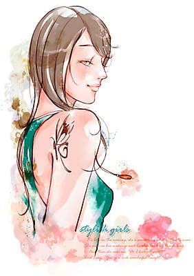 PSD 우먼라이프 여자 패션 일러스트 한명 미소 사람 상반신 20대 성인 라이프 뷰티 문신 순수 산뜻 청순 여자만 여자한명만 성인여자만 청년만 청년여자만 성인한명만 청년여자한명만 성인여자한명만 성인만 국내일러스트 1 라이프스타일 컨셉 표정 청년 생활 파일형식