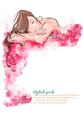 PSD 식물 우먼라이프 여자 패션 꽃 일러스트 한명 미소 웃음 사람 상반신 20대 성인 라이프 뷰티 장미 신선 순수 반신욕 산뜻 청순 여자만 여자한명만 성인여자만 청년만 청년여자만 성인한명만 청년여자한명만 성인여자한명만 성인만 국내일러스트 1 라이프스타일 컨셉 표정 청년 생활 목욕 파일형식