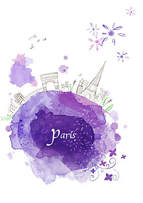 PSD 꽃잎 꽃 나라 컬러 외국문화 여행 캘리배경 백그라운드 유적 일러스트 캘리그라피 관광지 세계 보라색 프랑스 도시 에펠탑 수도 개선문 파리_프랑스 센강 수도_도성 국내일러스트 식물 전통 유럽 문화 강 파리 랜드마크 파일형식