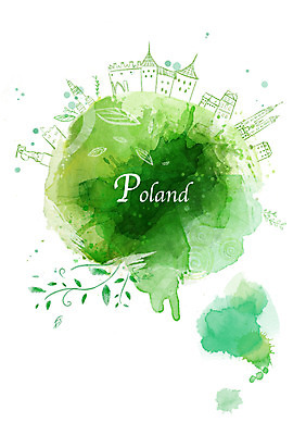 PSD 유럽 나라 줄기 컬러 외국문화 여행 캘리배경 백그라운드 유적 일러스트 캘리그라피 나뭇잎 초록색 관광지 세계 도시 수도 폴란드 문화과학궁전 바르비칸성벽 세인트메리 수도_도성 국내일러스트 식물 전통 문화 잎 궁전 성벽 파일형식