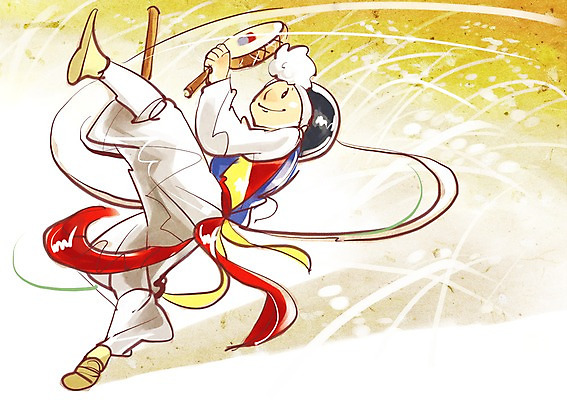 PSD 전통 옷 명절 남자 행복 포즈 일러스트 논 국악기 한명 웃음 사람 성인 추석 전통놀이 벼 전통의상 한복 풍물놀이 사물놀이 소고 상모 남자만 남자한명만 성인남자만 성인만 국내일러스트 1 한국전통 기념일 감정 악기 농업 놀이 타악기 곡류 표정 국악 전통공연 파일형식