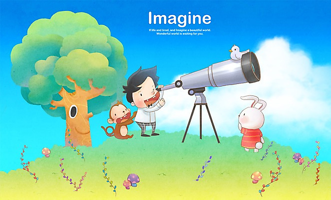 PSD 나무 동물 남자 여유 어린이 일러스트 상상 조류 한명 미소 웃음 사람 소년 잔디 판타지 망원경 원숭이 토끼 관찰 언덕 소통 남자만 남자한명만 어린이만 소년만 소년한명만 국내일러스트 식물 1 감정 컨셉 포유류 모션 표정 반려동물 파일형식