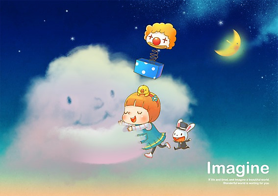 PSD 동물 구름 여자 여유 어린이 일러스트 안기 상상 하늘 한명 웃음 사람 소녀 판타지 장난감 달 토끼 피에로 소통 여자만 여자한명만 어린이만 소녀만 소녀한명만 국내일러스트 자연요소 1 감정 컨셉 포유류 모션 표정 반려동물 파일형식