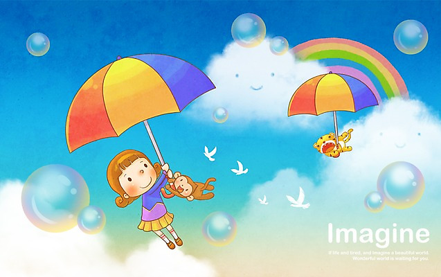 PSD 동물 구름 여자 여유 어린이 무지개 일러스트 우산 상상 한명 미소 웃음 사람 소녀 판타지 원숭이 호랑이 비눗방울 공기방울 소통 여자만 여자한명만 어린이만 소녀만 소녀한명만 국내일러스트 자연요소 1 감정 컨셉 포유류 표정 파일형식