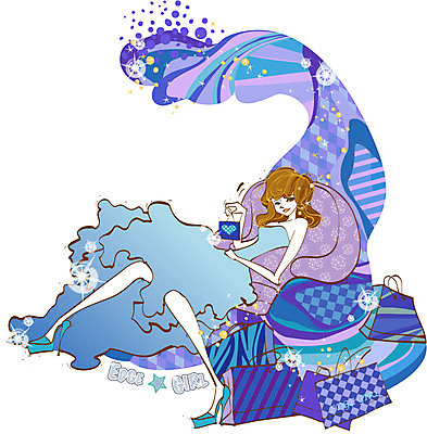 EPS 우먼라이프 라이프스타일 드레스 여자 패션 패턴 일러스트 한명 미소 웃음 사람 20대 성인 30대 쇼핑 소파 쇼핑백 여자만 여자한명만 성인여자만 성인만 국내일러스트 1 옷 무늬 의자 가방 표정 청년 생활 장년 파일형식 벡터