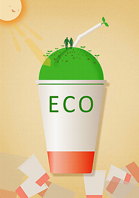 PSD 캠페인 일러스트 빨대 사람 초록색 태양 새싹 자연보호 환경 그린캠페인 재활용 에너지 그린에너지 보호 종이컵 사회이슈 환경보전 에코 친환경 그린슈머 국내일러스트 자연요소 식물 컬러 컨셉 자연 컵 일회용 파일형식