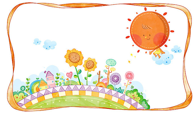 PSD 나무 식물 구름 꽃 백그라운드 일러스트 날씨 해바라기 주택 사람없음 태양 봄 풀 국내일러스트 자연요소 계절 건물 파일형식