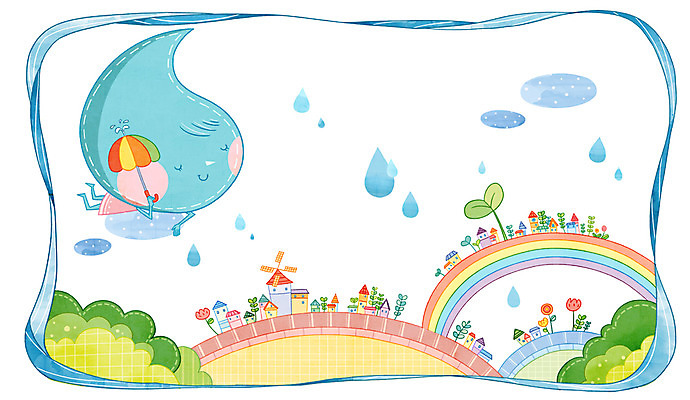 PSD 나무 식물 구름 꽃 백그라운드 무지개 일러스트 우산 날씨 주택 사람없음 새싹 물방울 풀 봄비 비 빗방울 국내일러스트 자연요소 건물 봄 비_날씨 파일형식