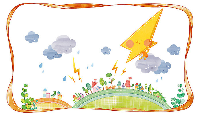 PSD 나무 식물 구름 꽃 백그라운드 일러스트 날씨 사람없음 풀 비 번개 빗방울 먹구름 국내일러스트 자연요소 비_날씨 파일형식 구름_자연